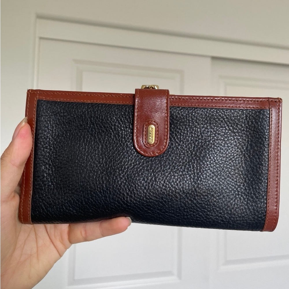 Vintage Bally Black and Brown Pebble Leather Wallet